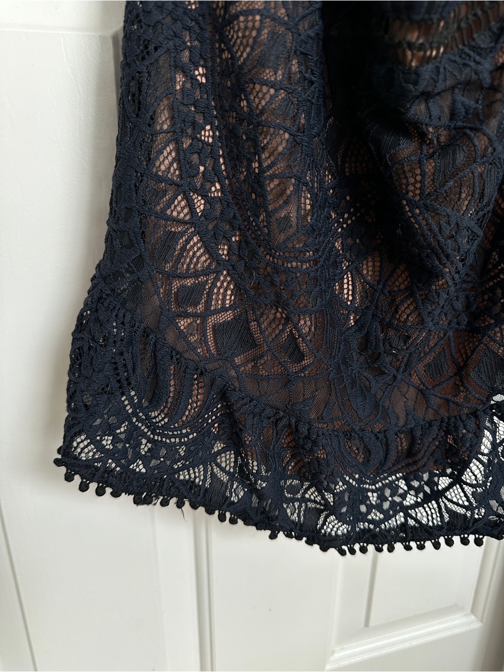 For Love & Lemons Black (Dark Navy) Lace Backless Long Sleeve Mini Dress - L - Picture 8 of 8